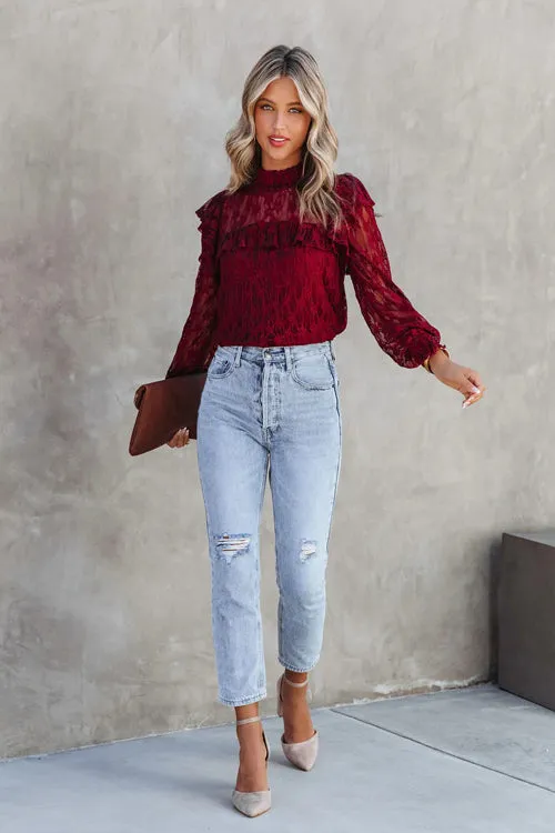 Couldn't Be Better Lace Ruffled Top - 3 Colors