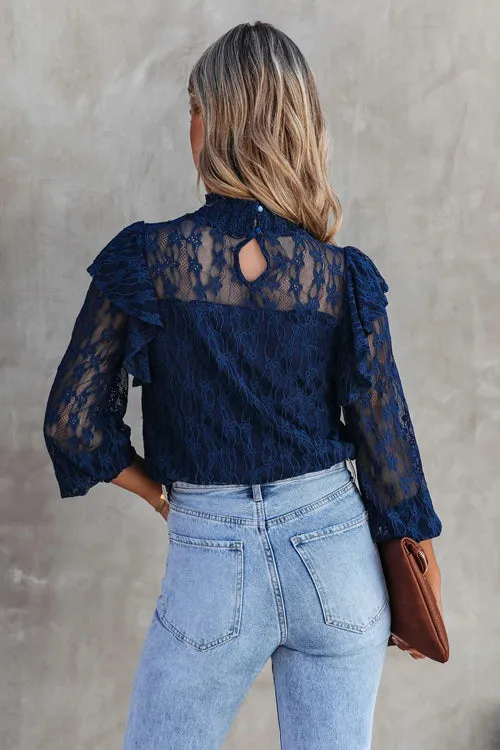 Couldn't Be Better Lace Ruffled Top - 3 Colors