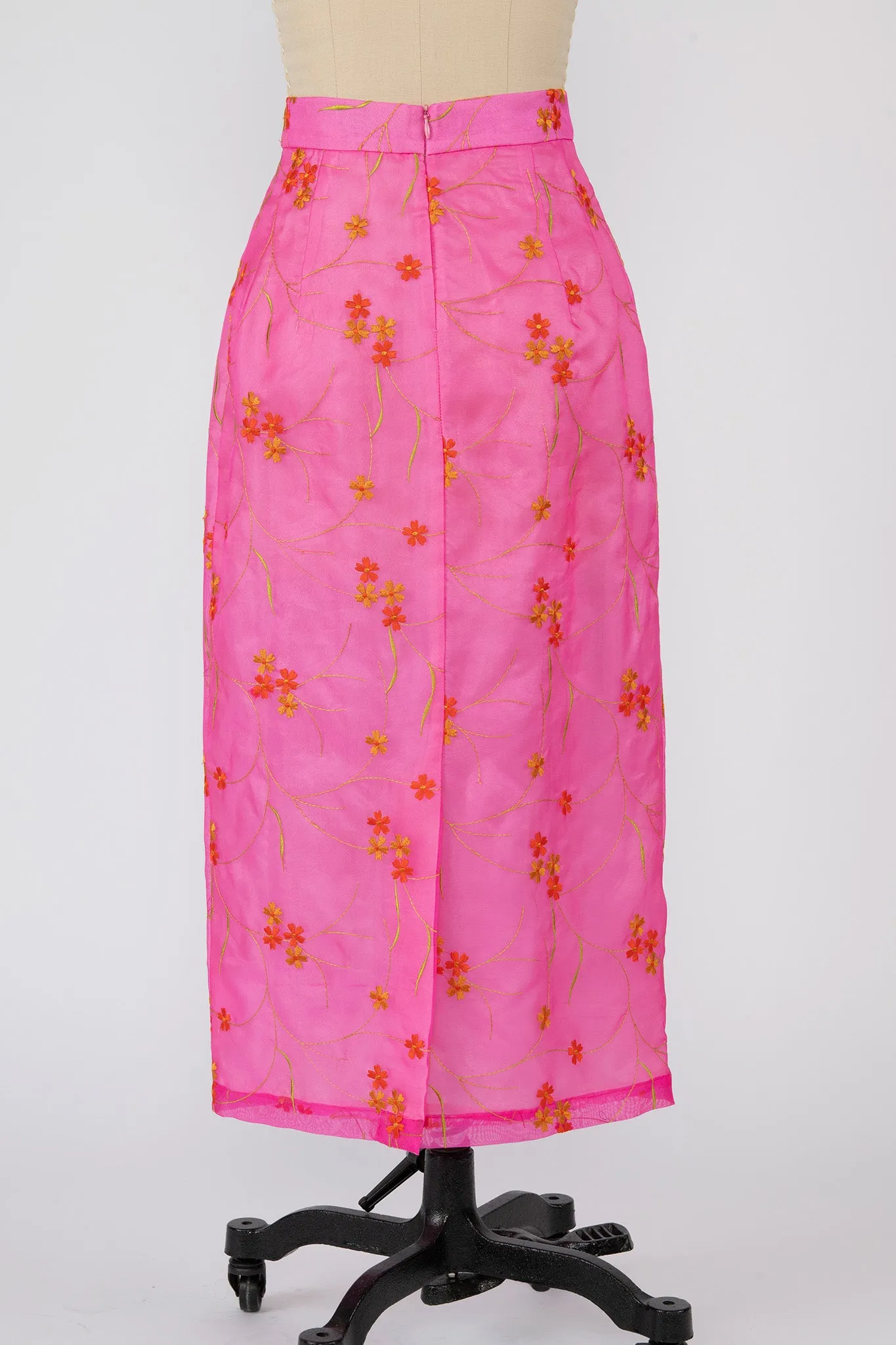 Court Skirt in Hot Pink Silk Organza