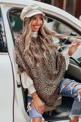 Cozy Lodge Leopard Poncho