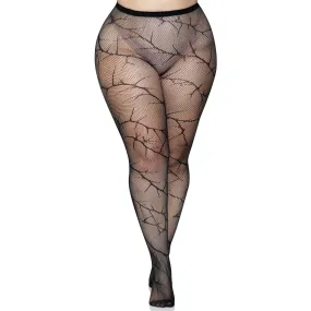 Cracked Fishnet Tights - 1x/2x - Black