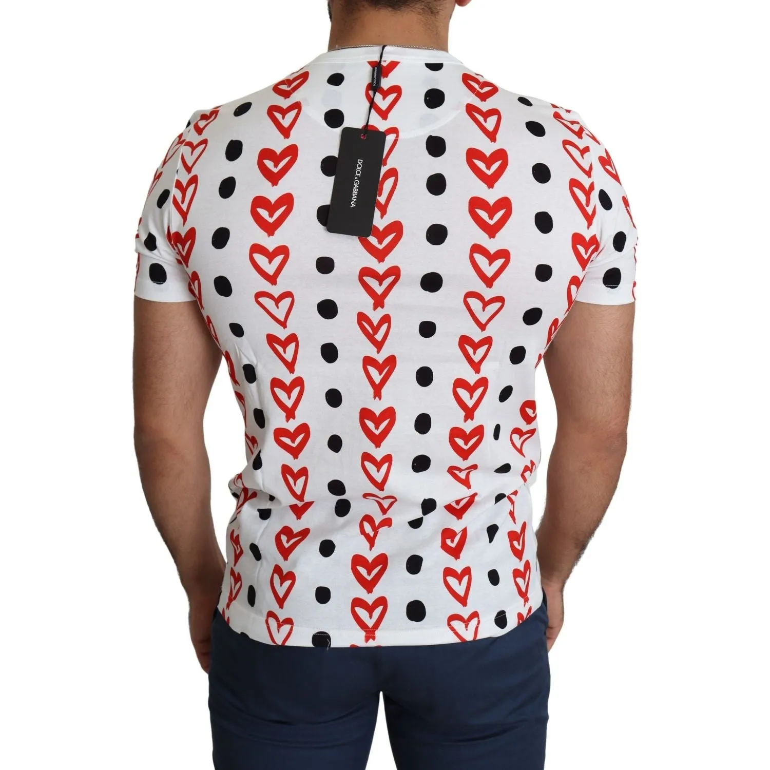 Dolce & Gabbana Chic White Cotton Tee with Heart Print