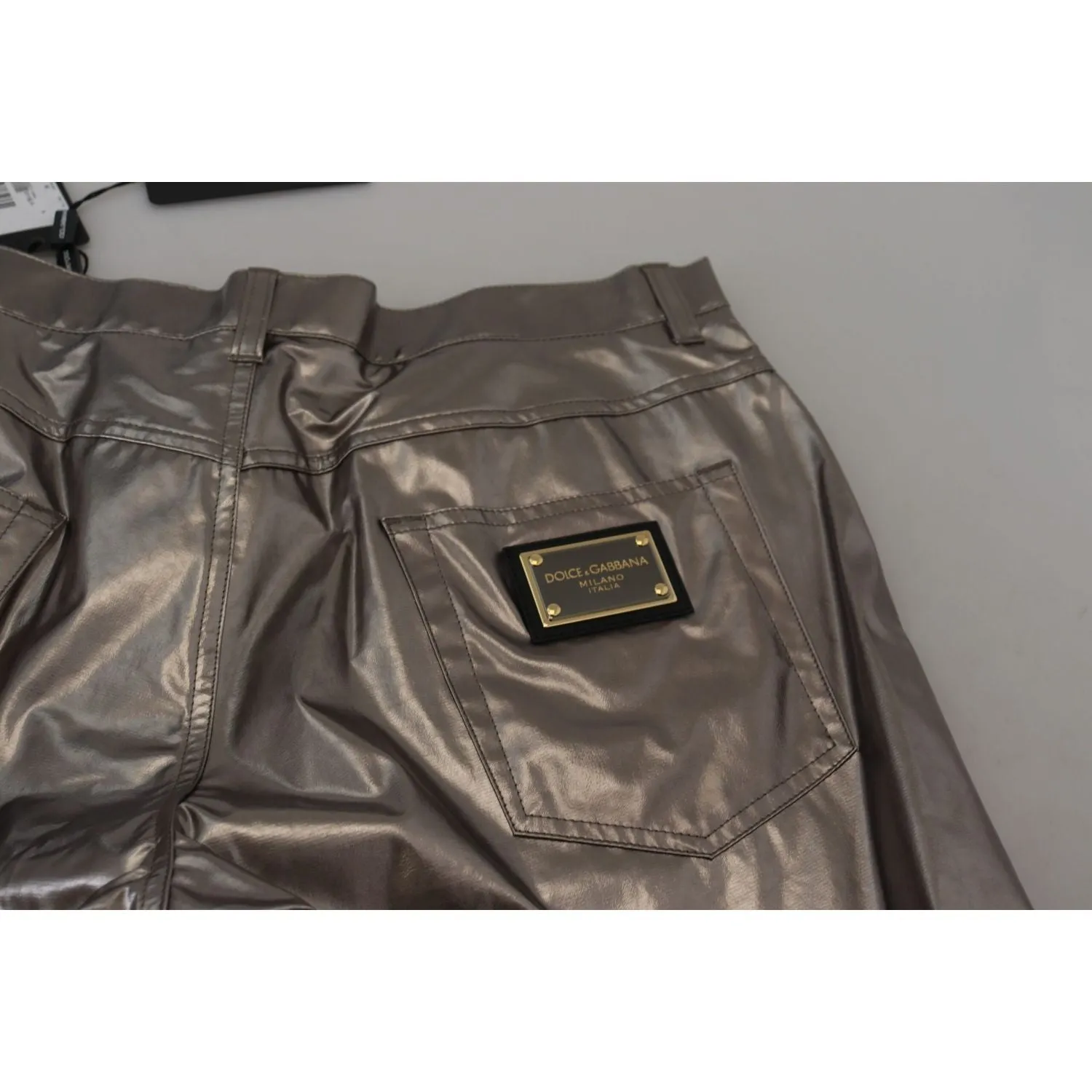 Dolce & Gabbana Metallic Silver Casual Pants