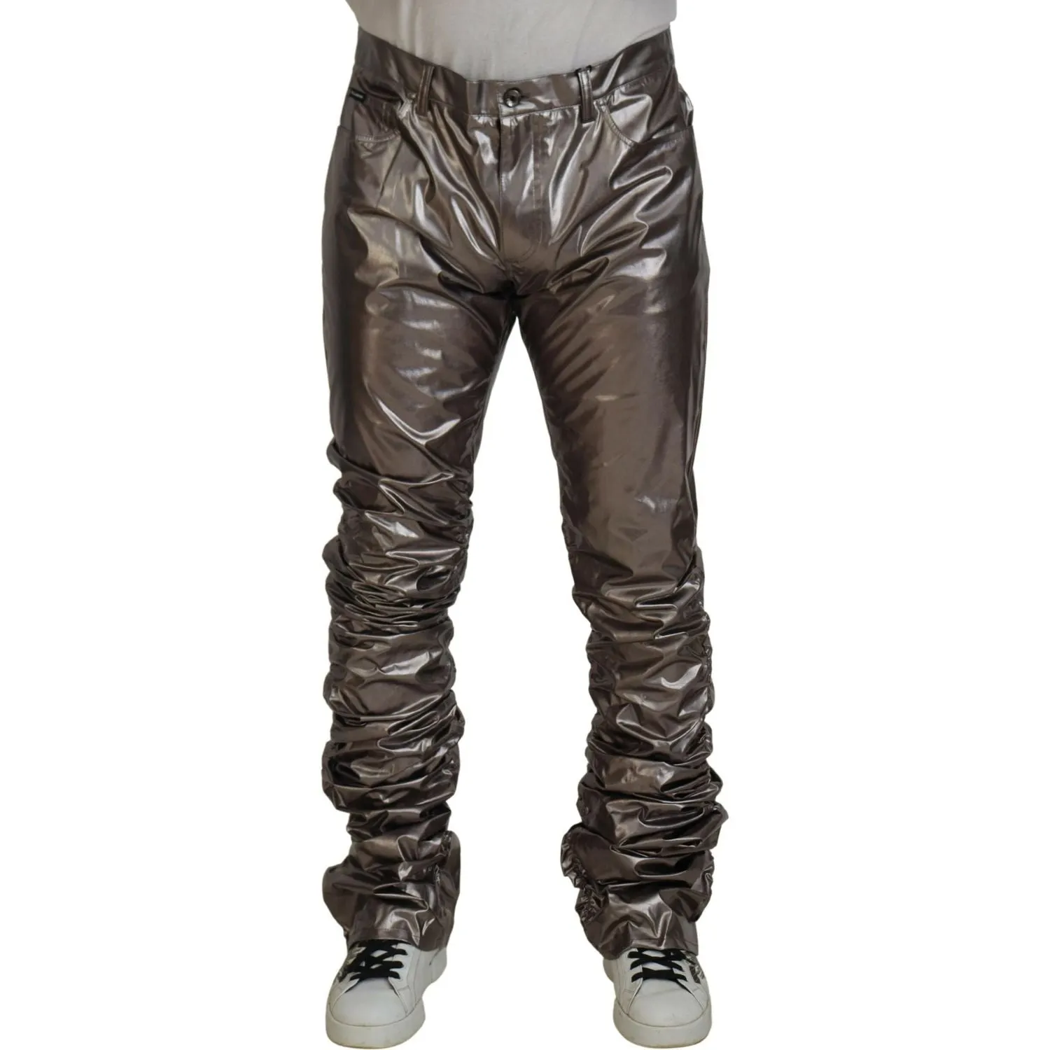 Dolce & Gabbana Metallic Silver Casual Pants