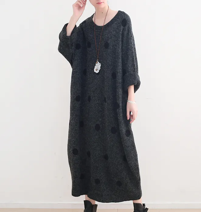 Dot Knit Loose Autumn Women Dresses Casual Women DressesSSM97219