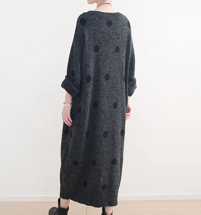 Dot Knit Loose Autumn Women Dresses Casual Women DressesSSM97219