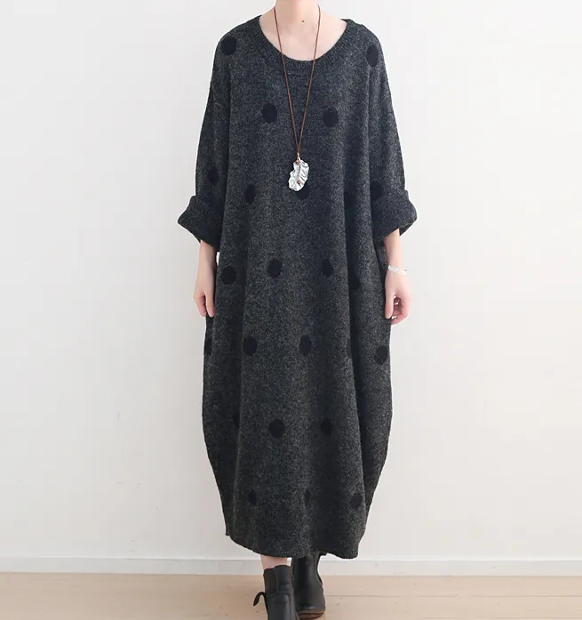 Dot Knit Loose Autumn Women Dresses Casual Women DressesSSM97219