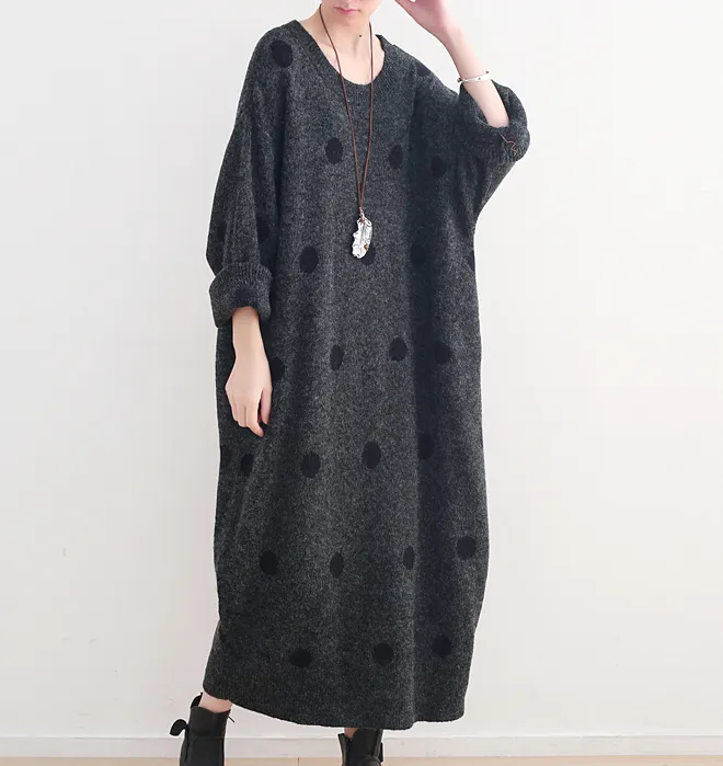 Dot Knit Loose Autumn Women Dresses Casual Women DressesSSM97219