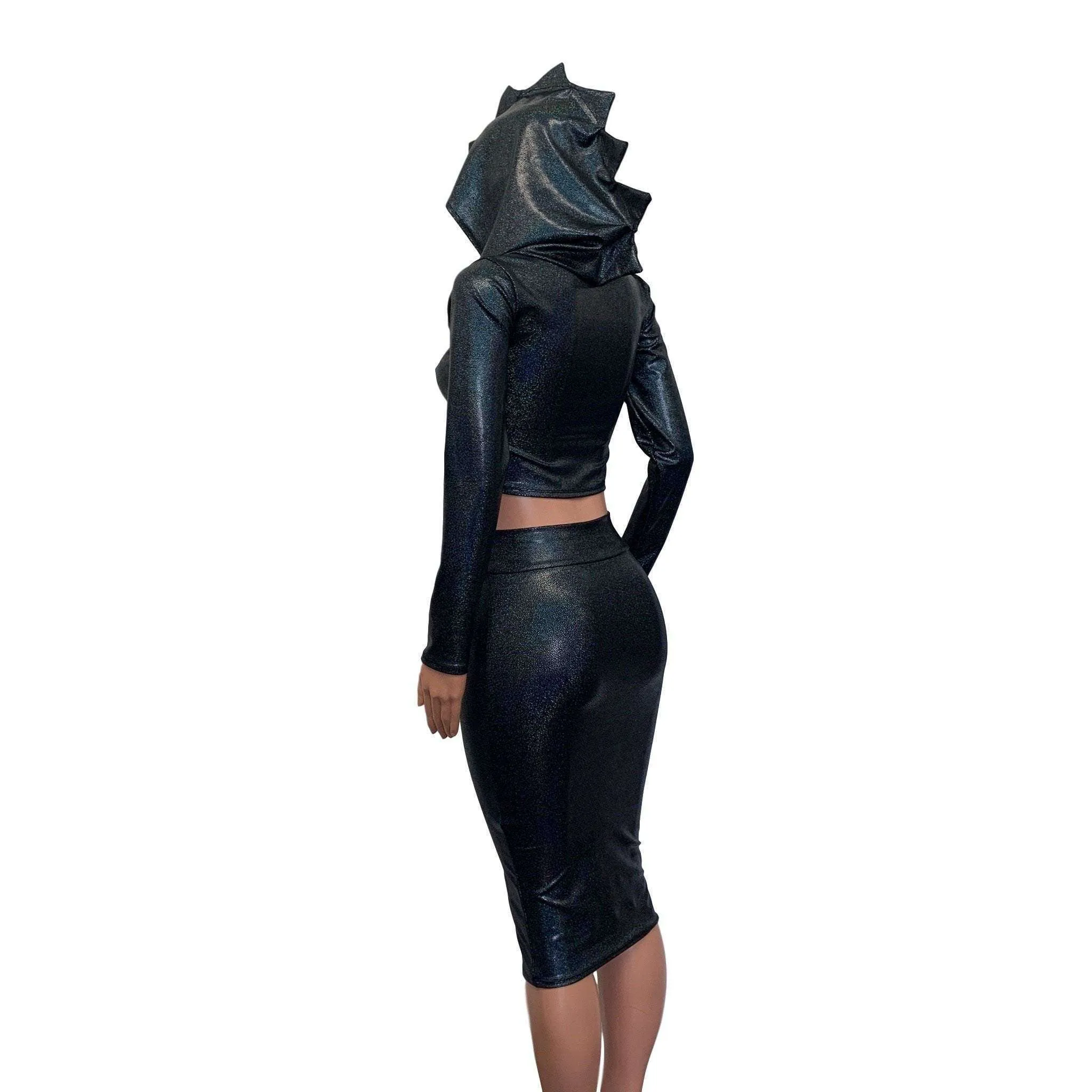 Dragon Costume - Black Holographic Hoodie & Skirt