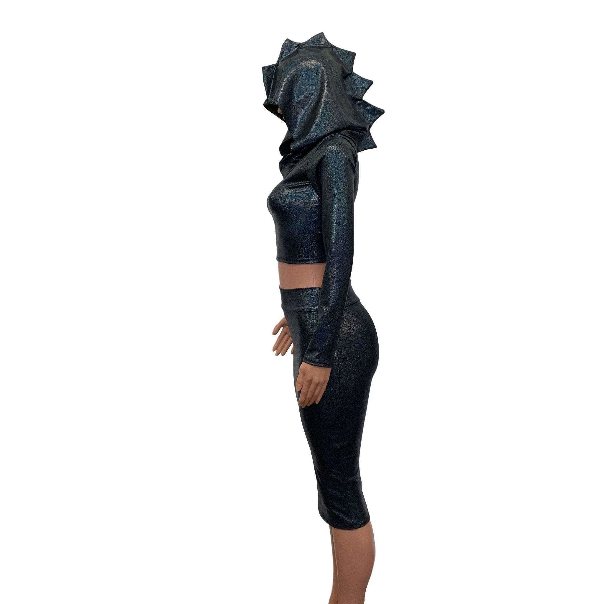 Dragon Costume - Black Holographic Hoodie & Skirt