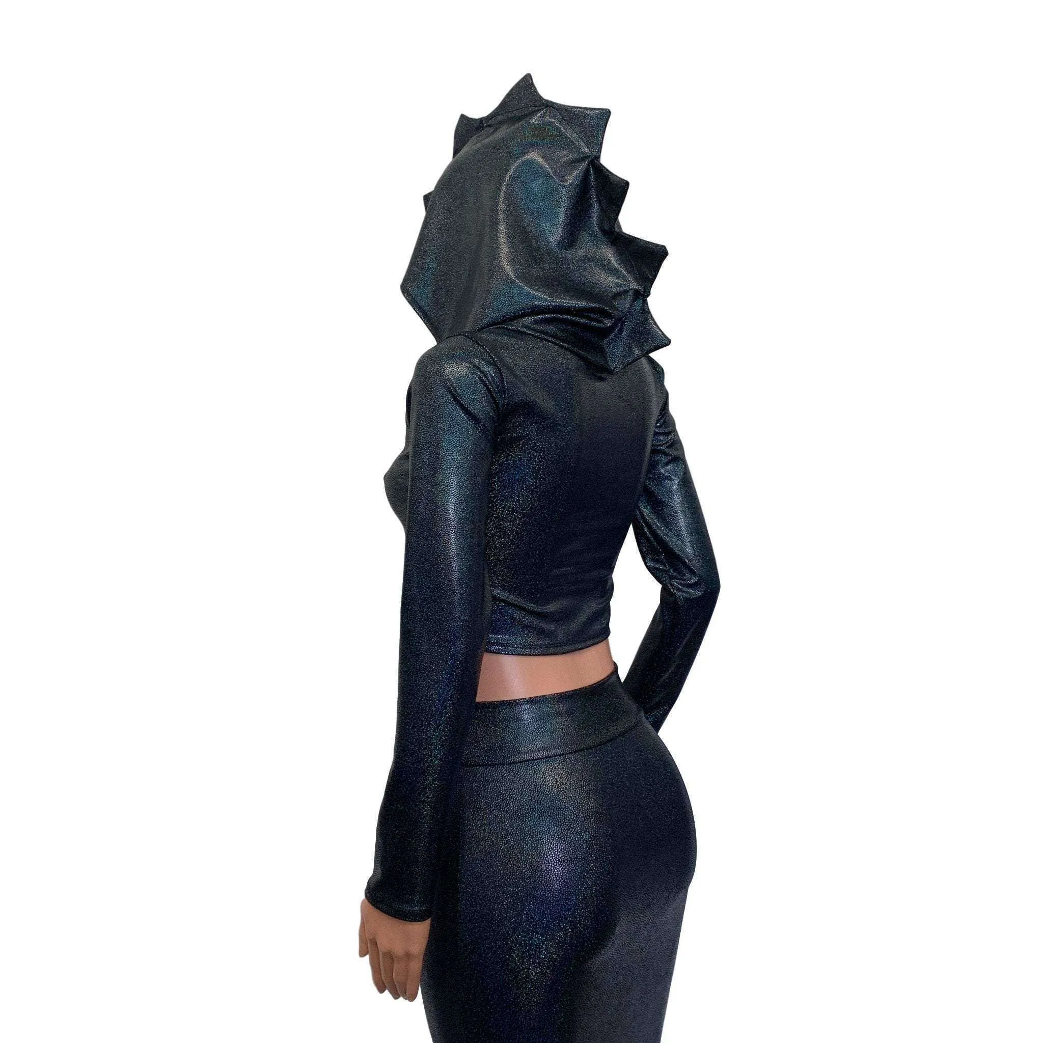 Dragon Costume - Black Holographic Hoodie & Skirt