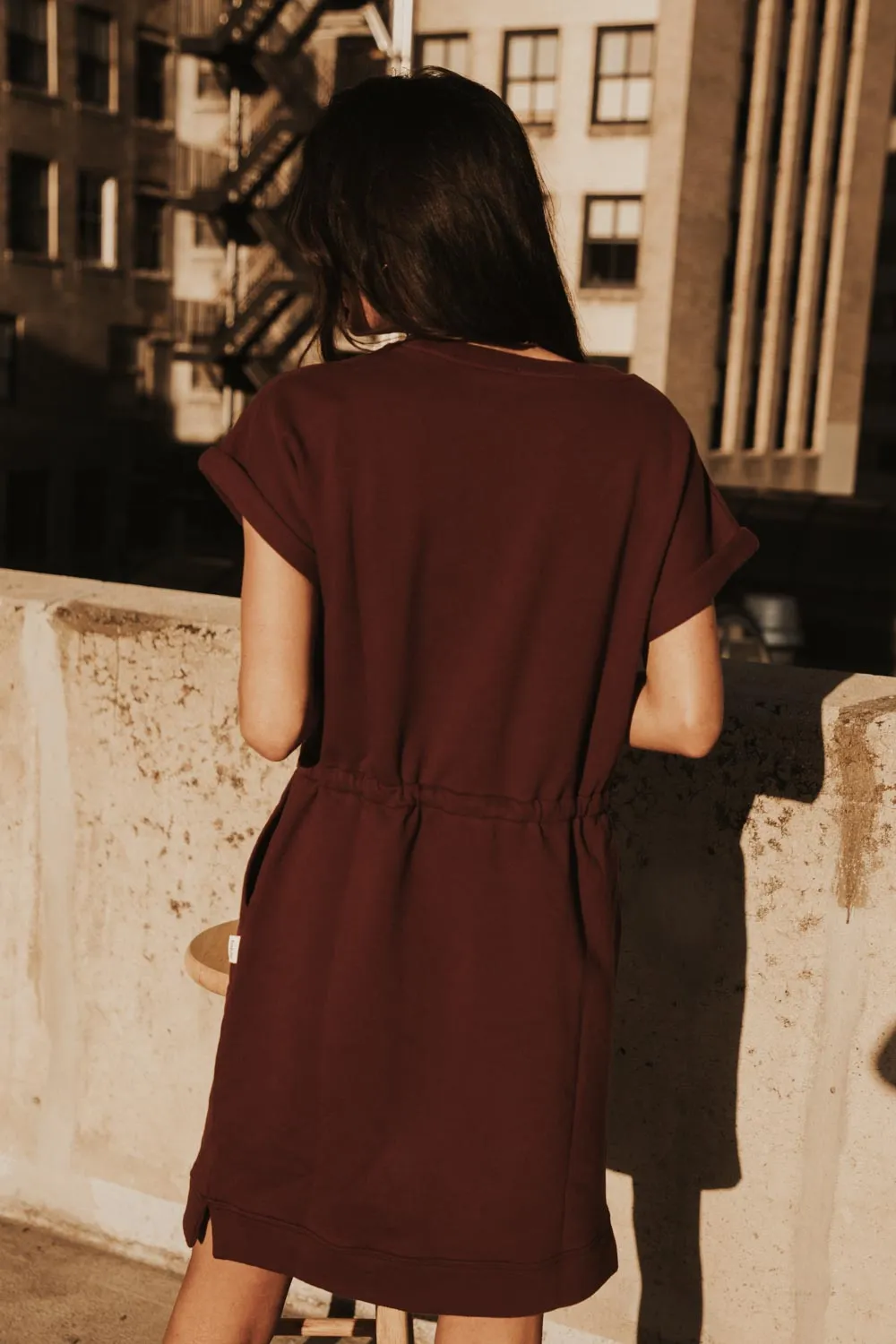 Drawstring Sport Dress in Burgundy