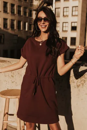 Drawstring Sport Dress in Burgundy