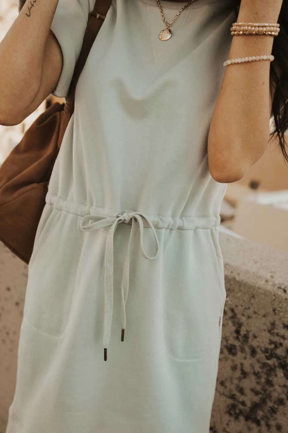 Drawstring Sport Dress in Mint Green