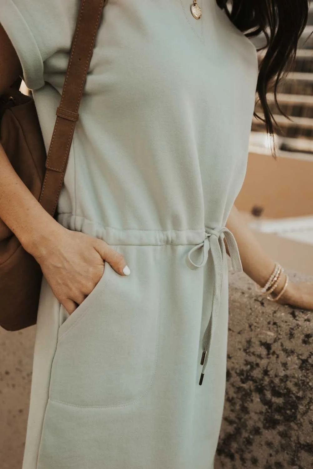 Drawstring Sport Dress in Mint Green