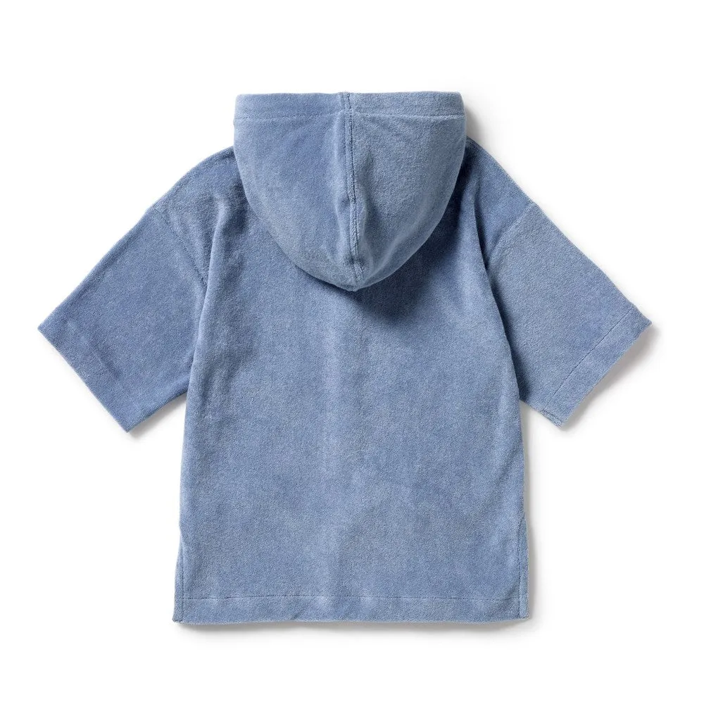 Dusty Blue Organic Terry Hooded Towel