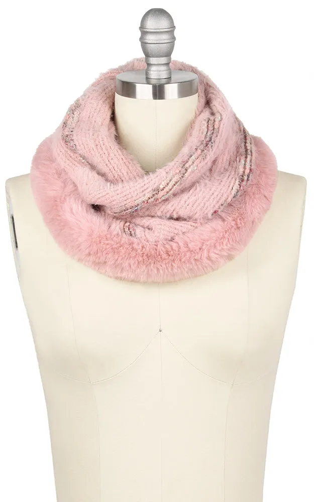 EAN9493 Fur Trim Furry Knit Tube Scarf