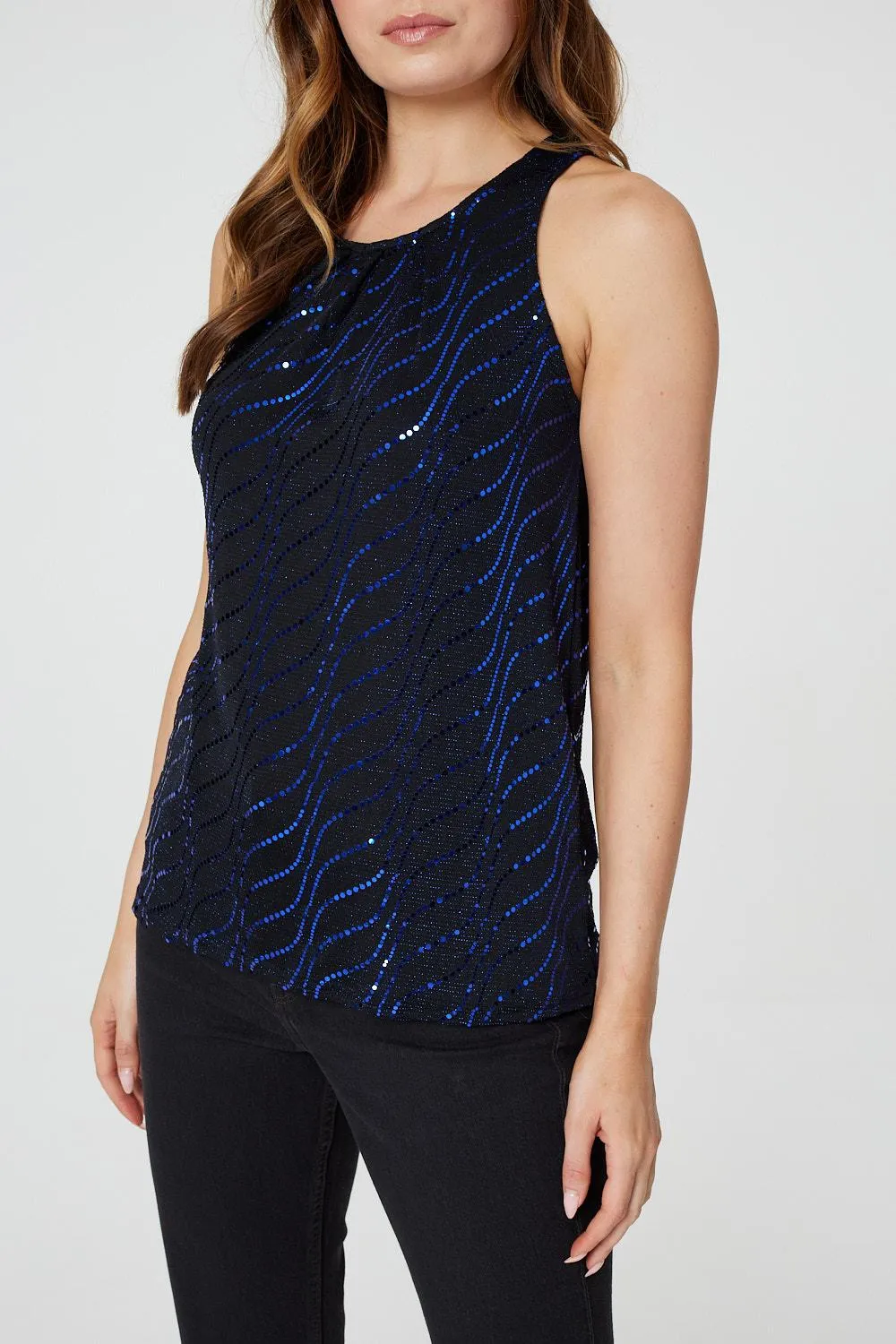 Embellished Metallic Vest Top