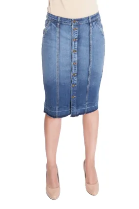 Esteez MONTREAL Denim Skirt - Below the Knee Jean Skirt BLUE