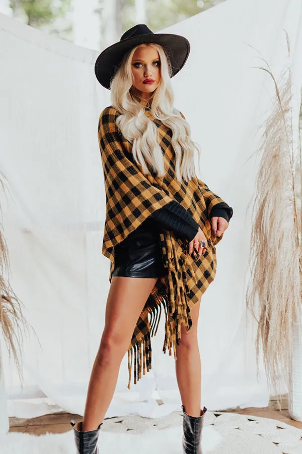 Fall In Vermont Buffalo Check Poncho In Golden Honey