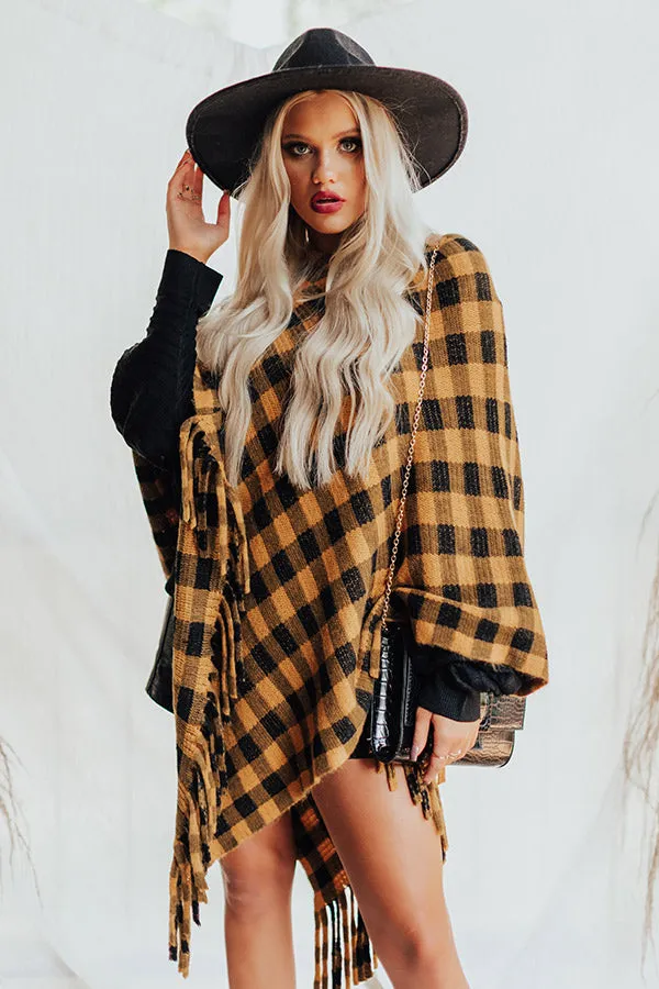 Fall In Vermont Buffalo Check Poncho In Golden Honey