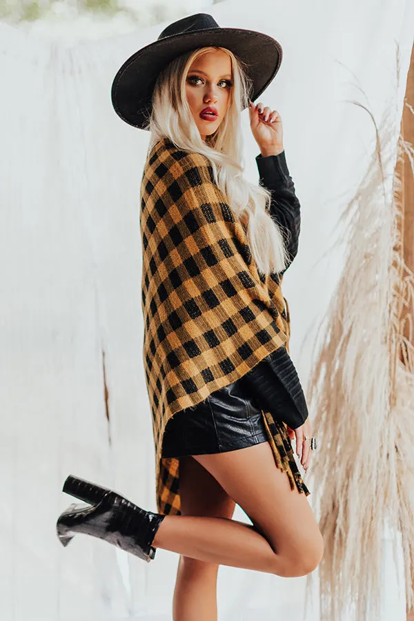 Fall In Vermont Buffalo Check Poncho In Golden Honey