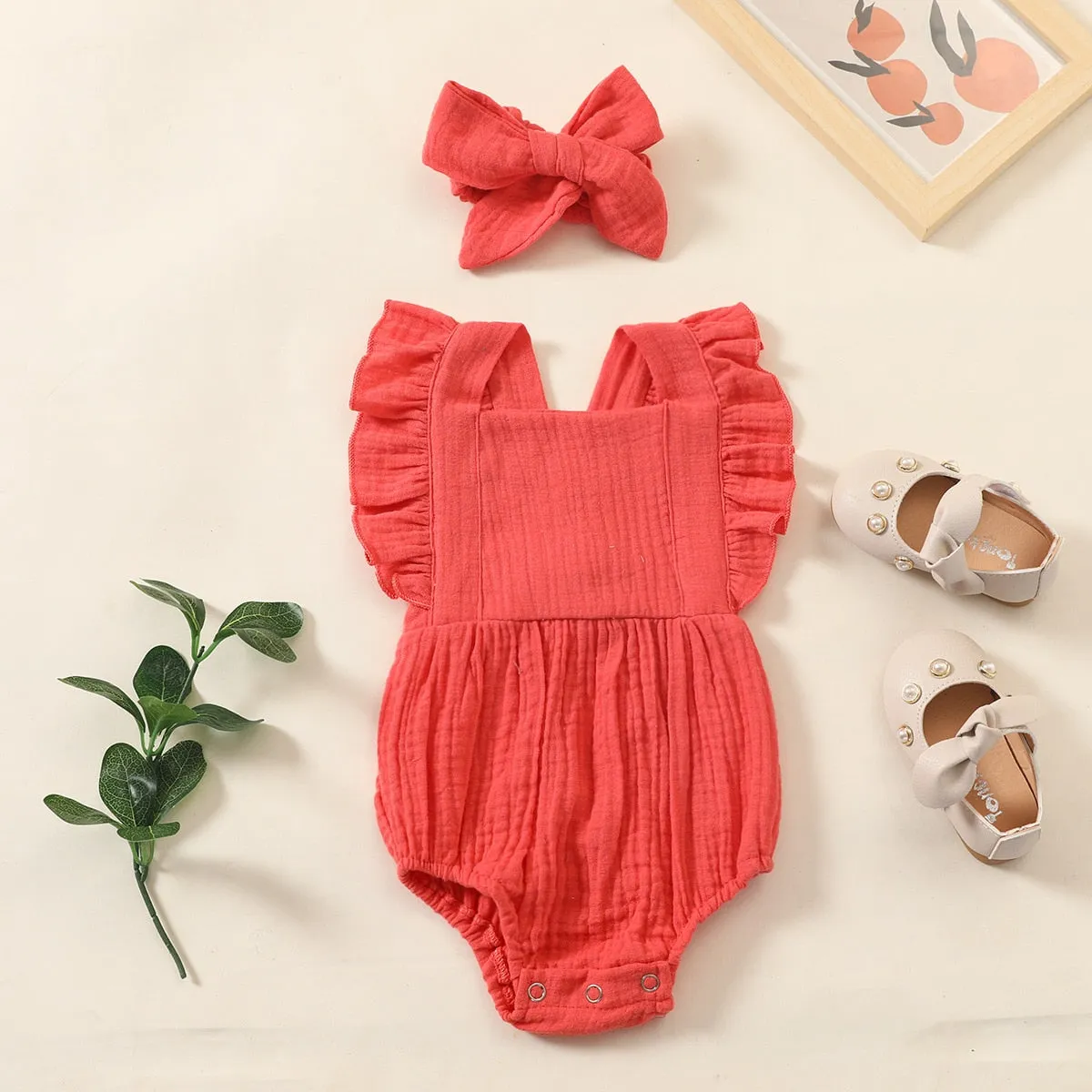 Fashionable Little Diva Set: Baby Romper   Headband Combo for Summer Fun