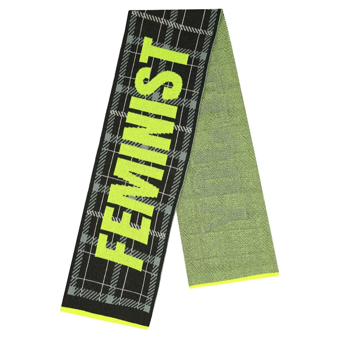 Feminist Killjoy Scarf in Seaweed & Neon Yellow