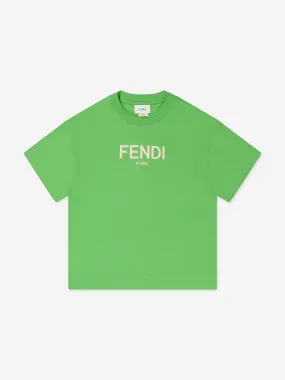 Fendi Kids Logo T-Shirt in Green