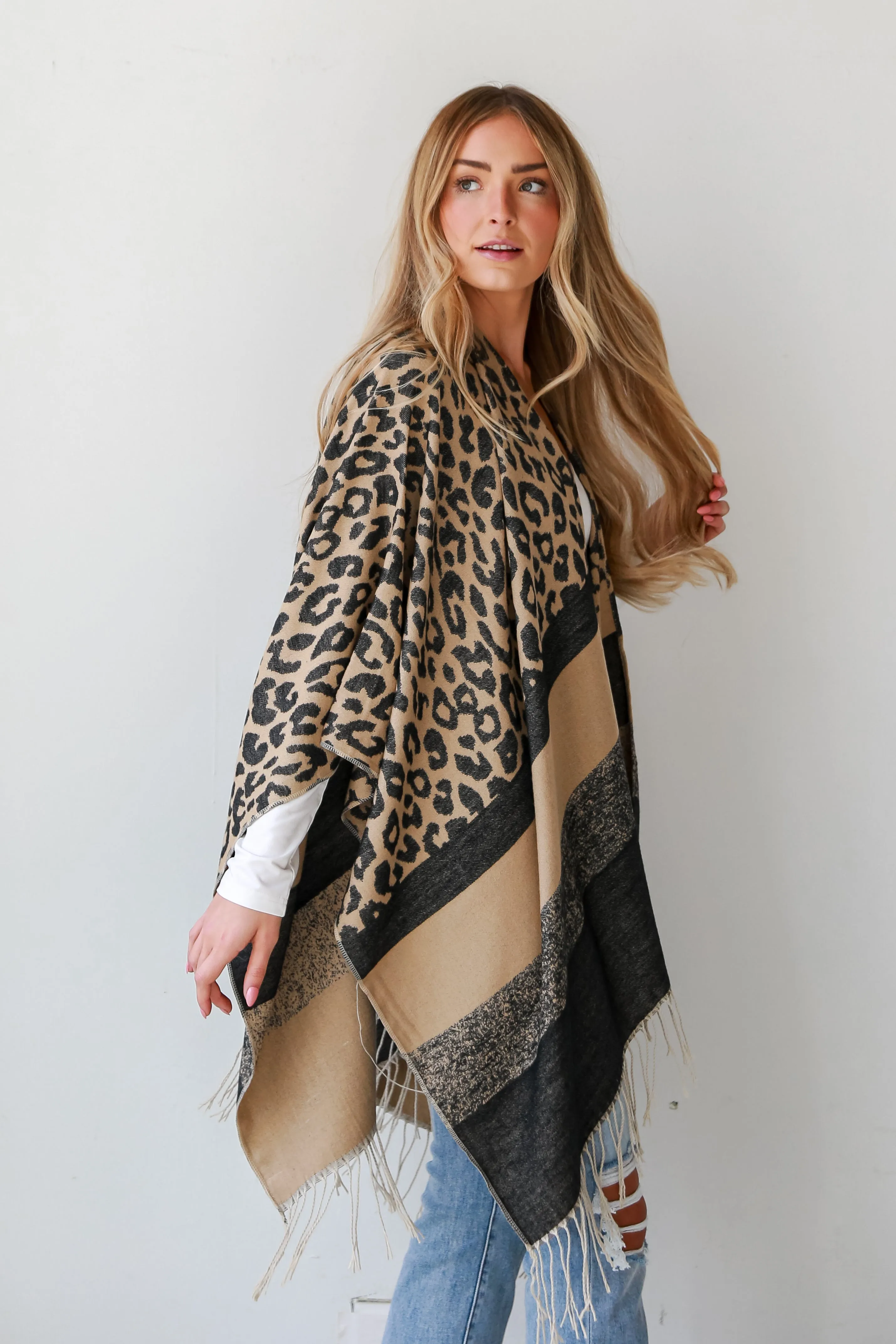 FINAL SALE - Layer Lover Brown Leopard Fringe Shawl - DOORBUSTER