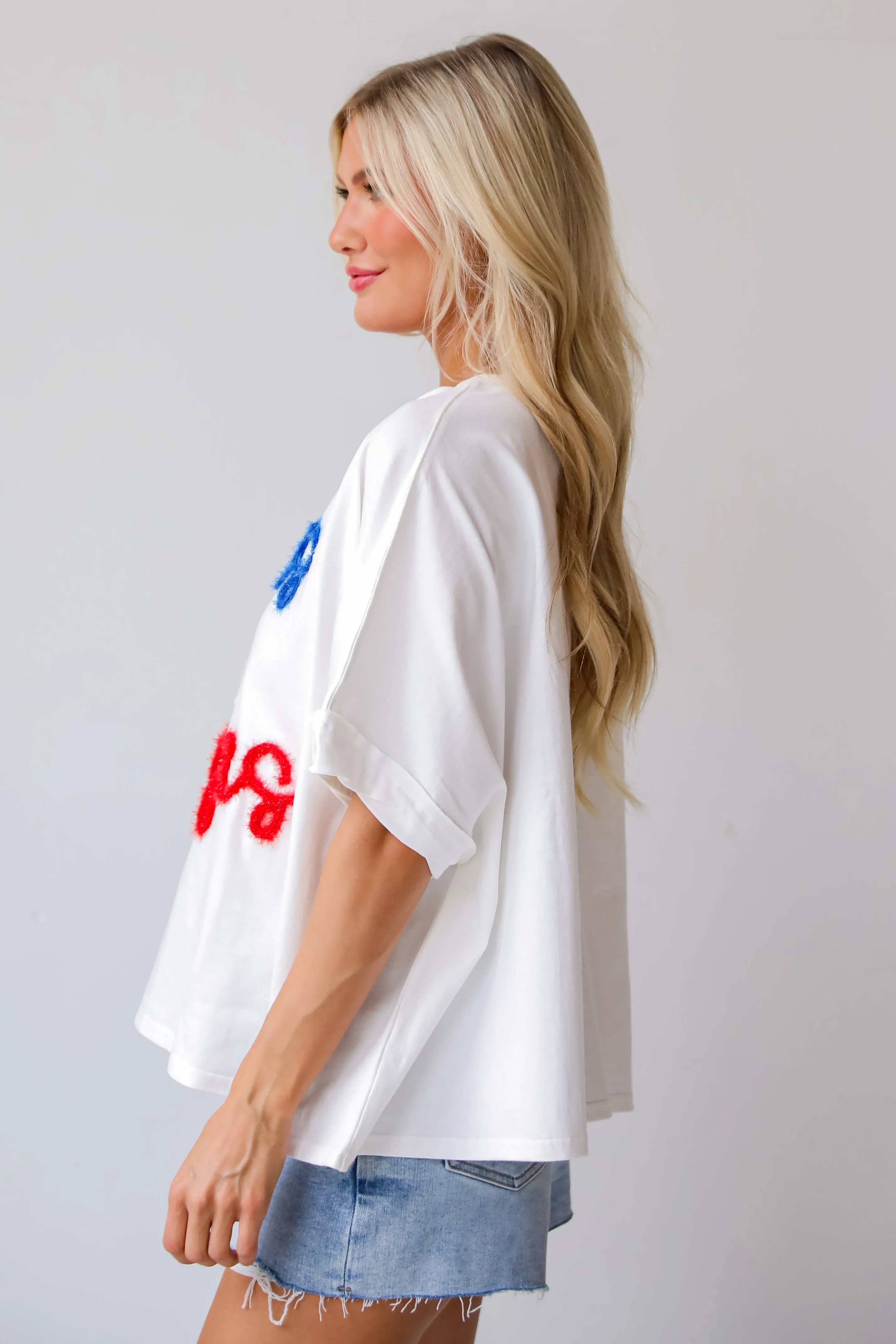 FINAL SALE - Stars & Stripes Metallic Letter Tee