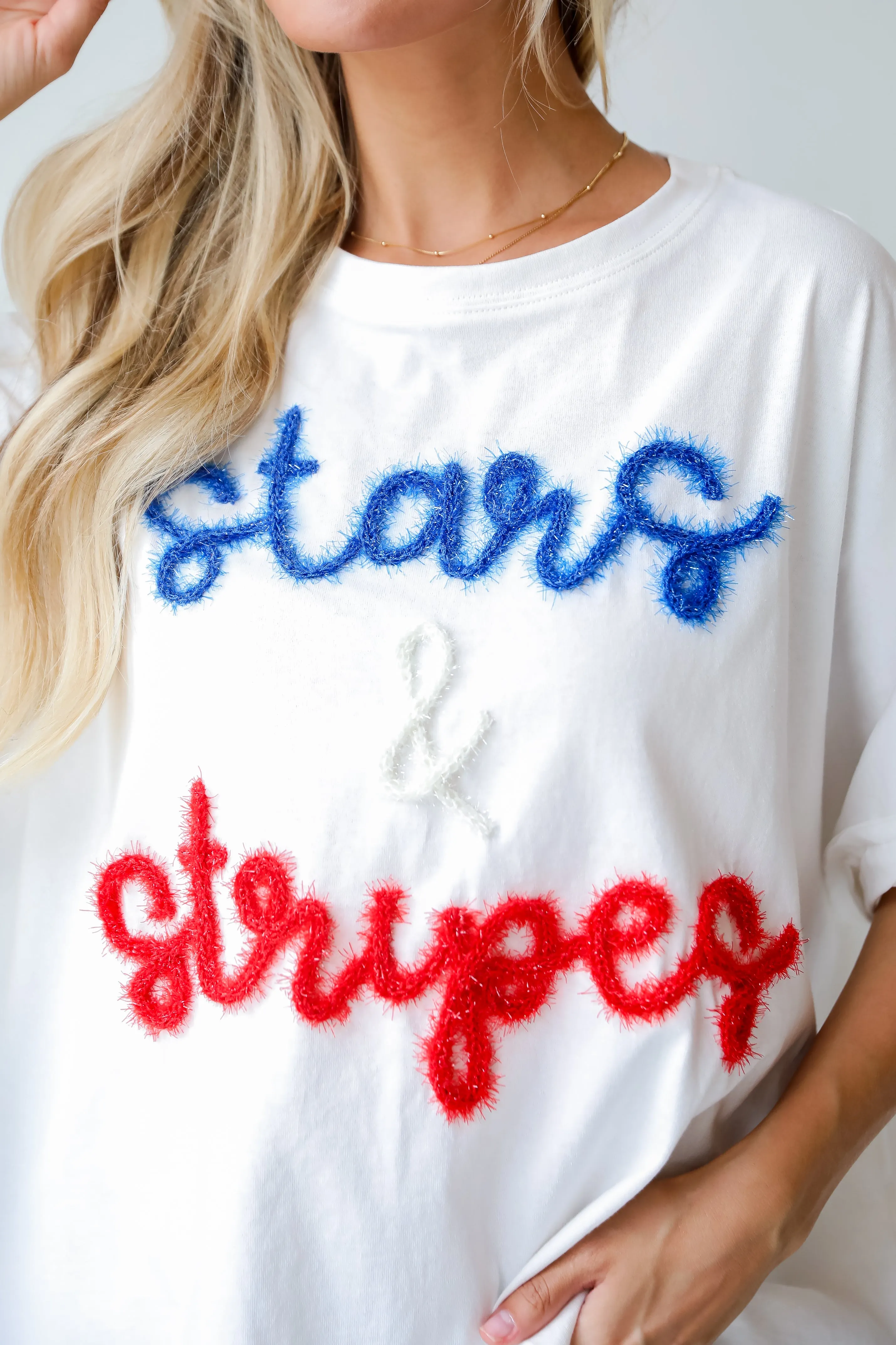 FINAL SALE - Stars & Stripes Metallic Letter Tee