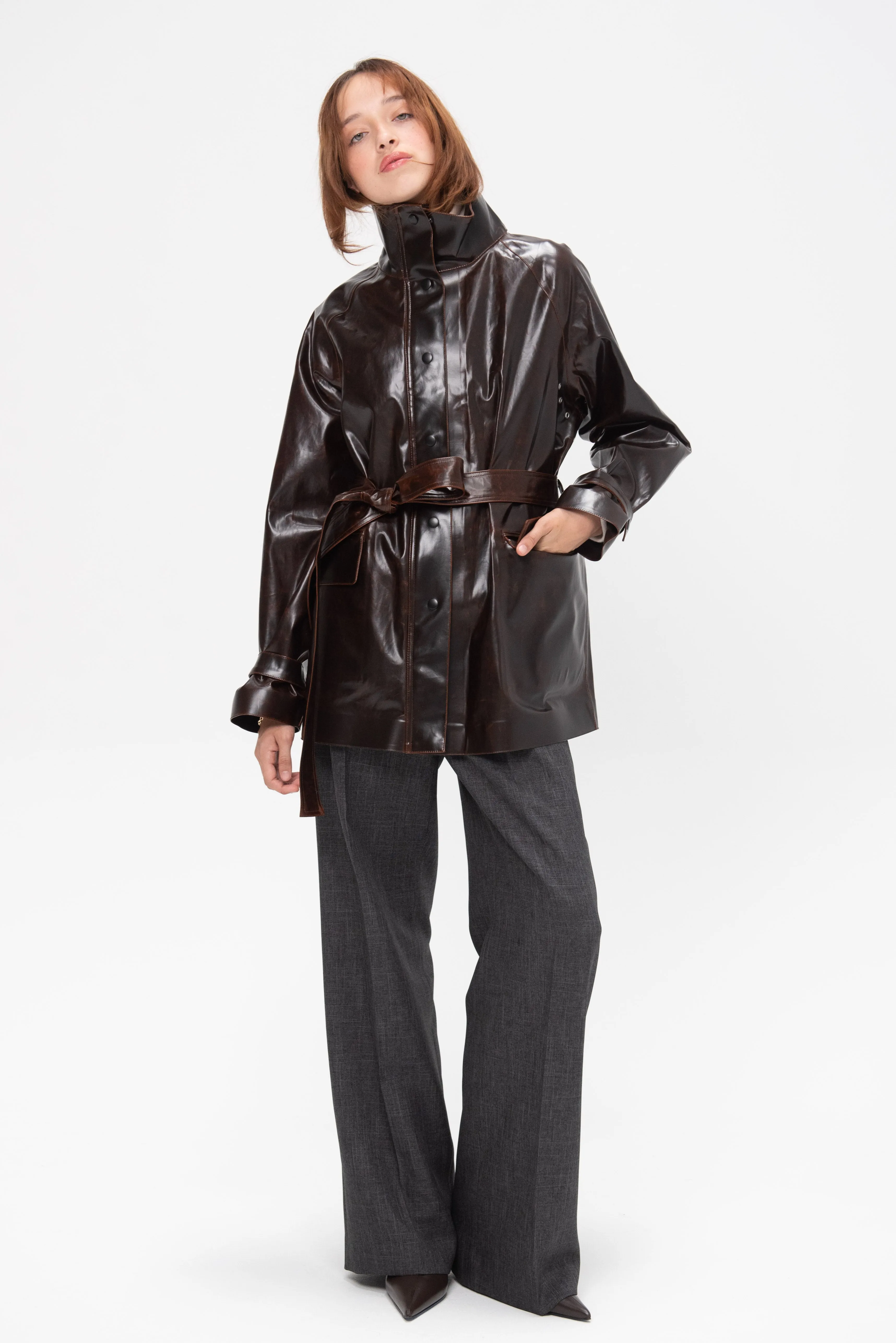 Finch Raincoat, Brown Black