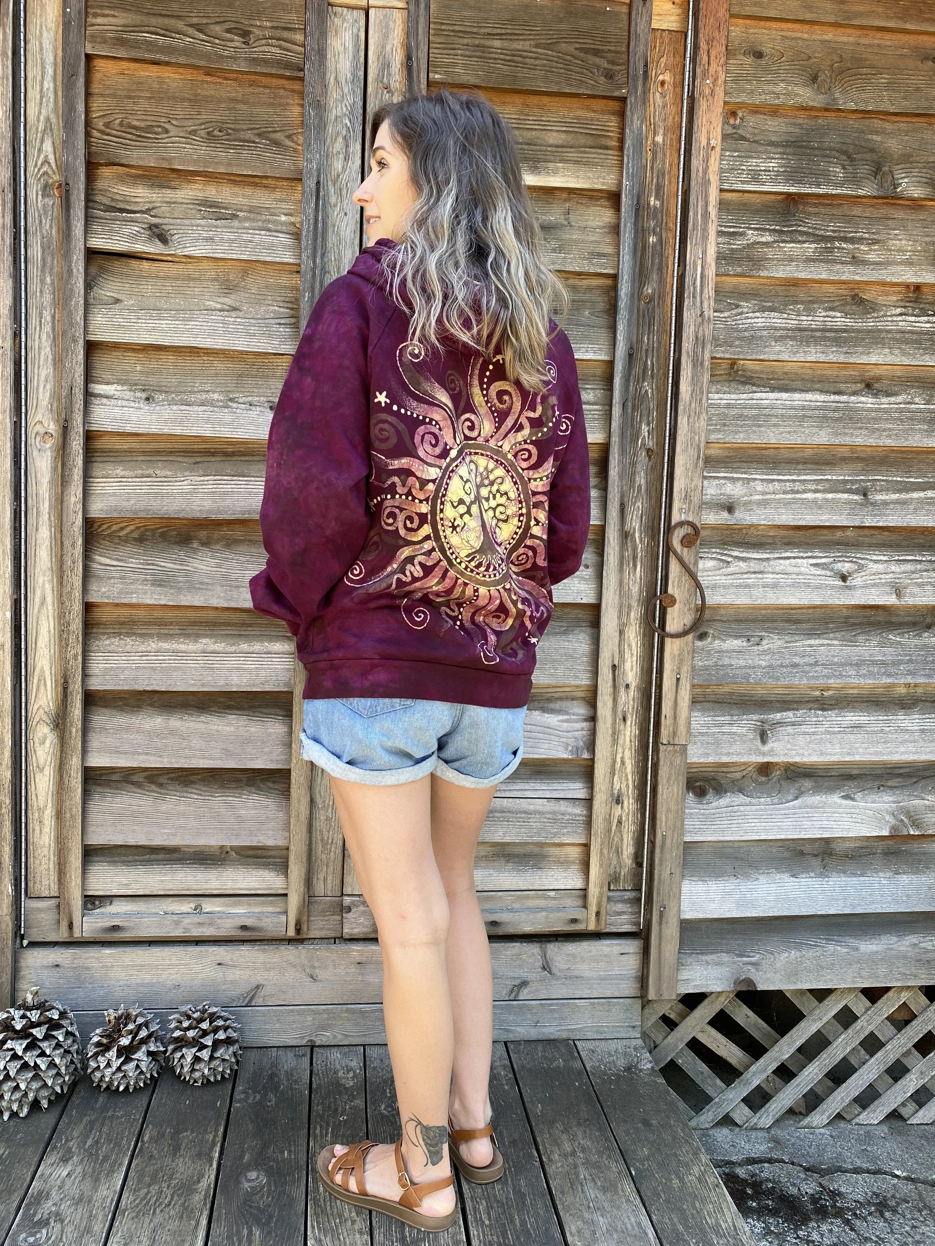 Fire On The Mountain Tree Of Life Pullover Batik Hoodie - Organic Cotton