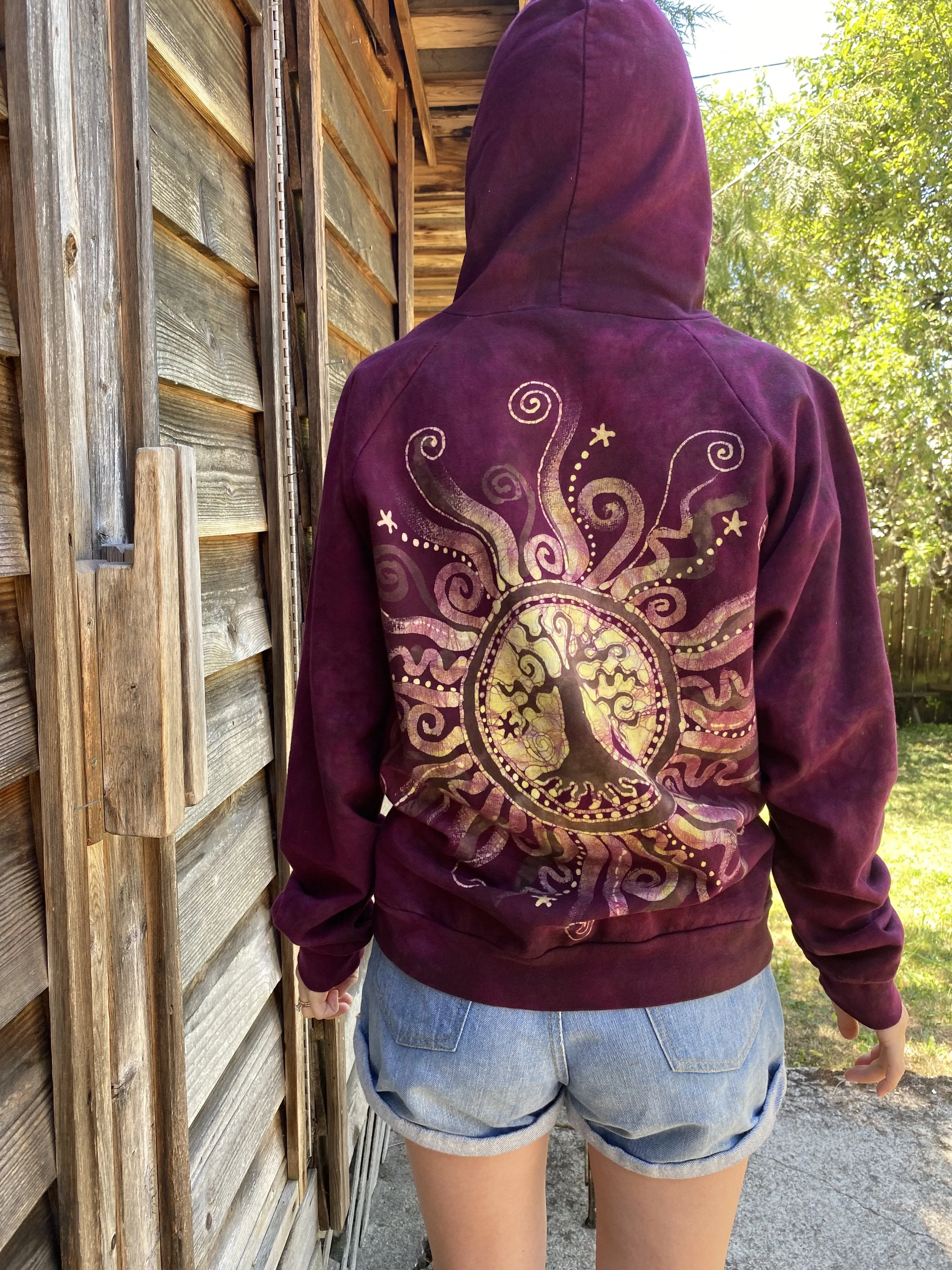 Fire On The Mountain Tree Of Life Pullover Batik Hoodie - Organic Cotton