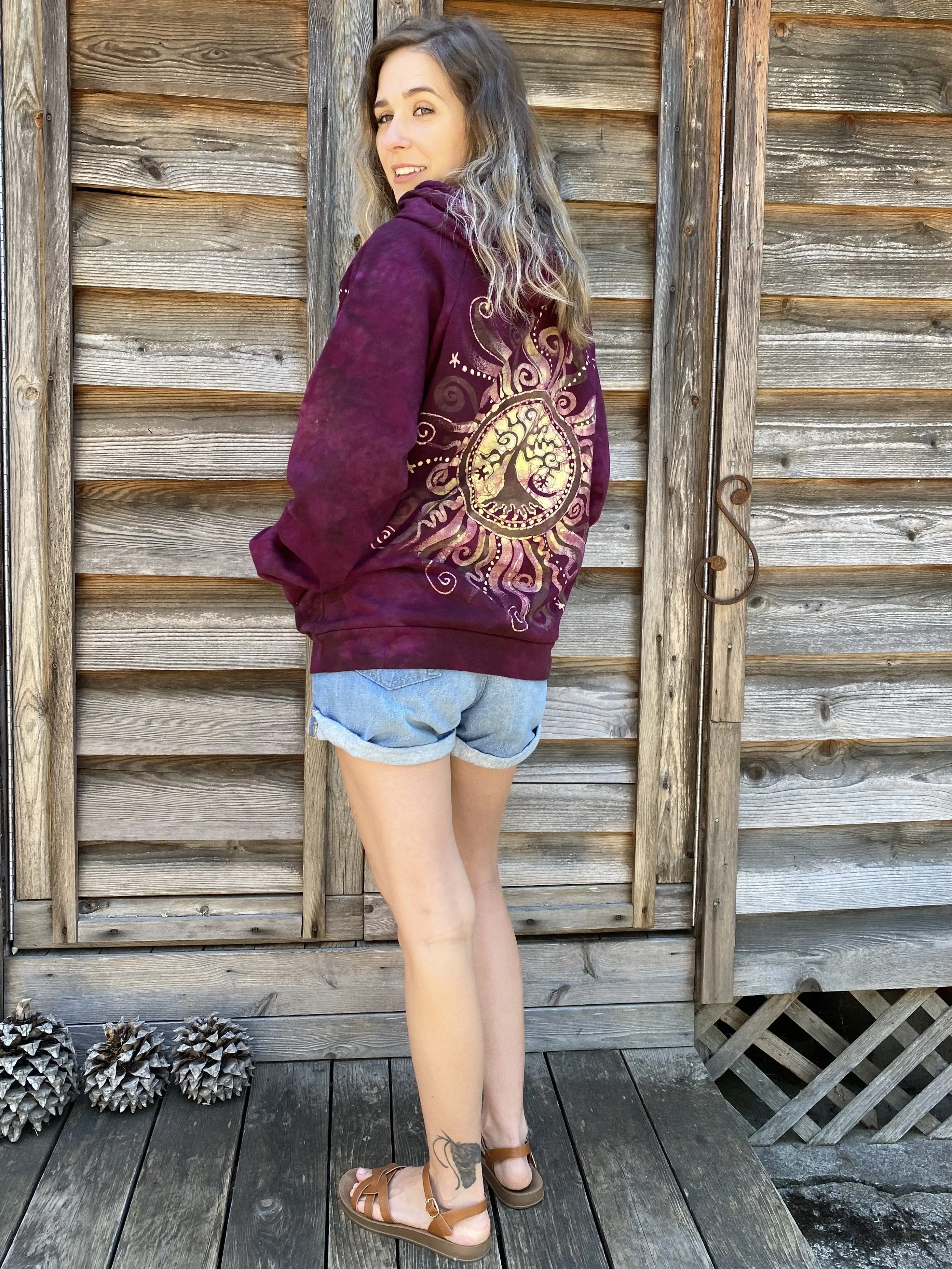 Fire On The Mountain Tree Of Life Pullover Batik Hoodie - Organic Cotton