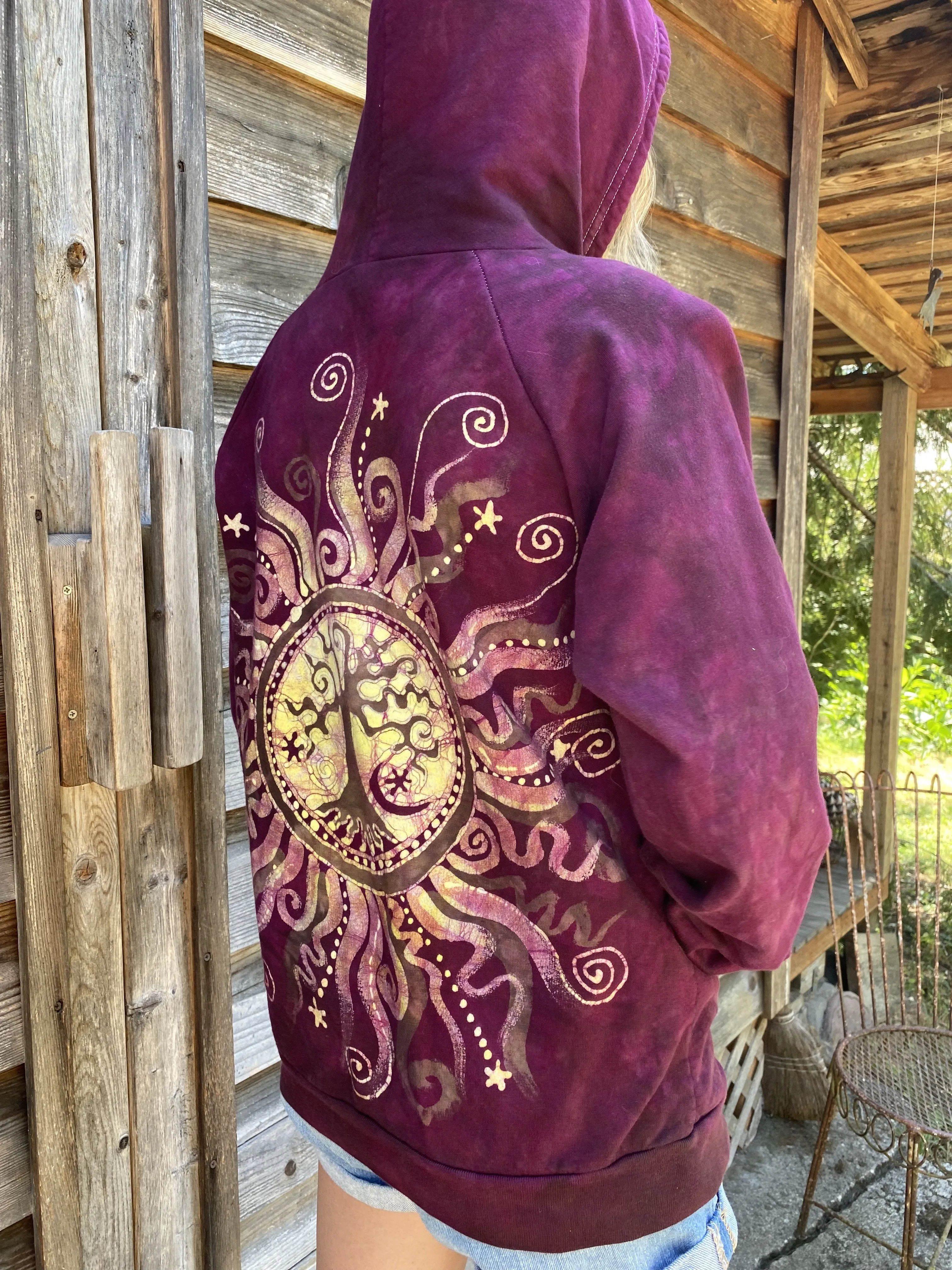 Fire On The Mountain Tree Of Life Pullover Batik Hoodie - Organic Cotton