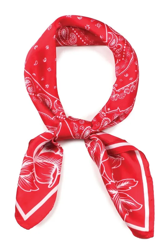 Floral Bandana Print Satin Scarf Wrap