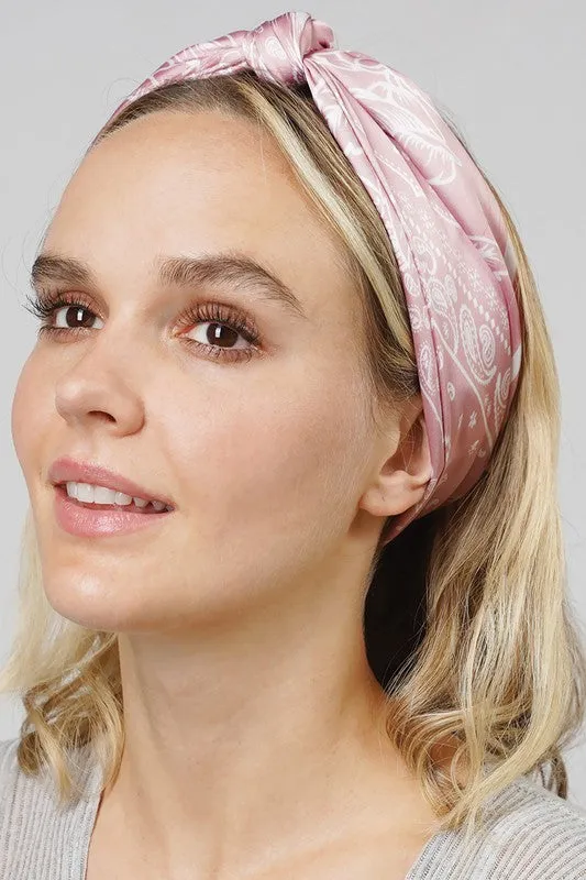 Floral Bandana Print Satin Scarf Wrap