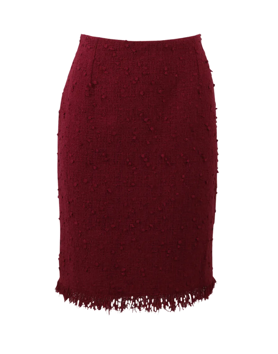 Fringe Tweed Pencil Skirt