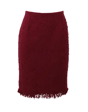 Fringe Tweed Pencil Skirt