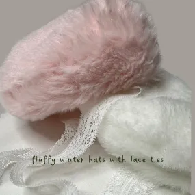 Furry Winter Dog Hat with Lace Ties