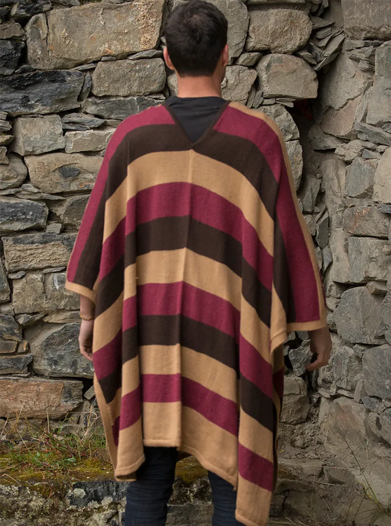 Gamboa Men Alpaca Poncho with Stripes