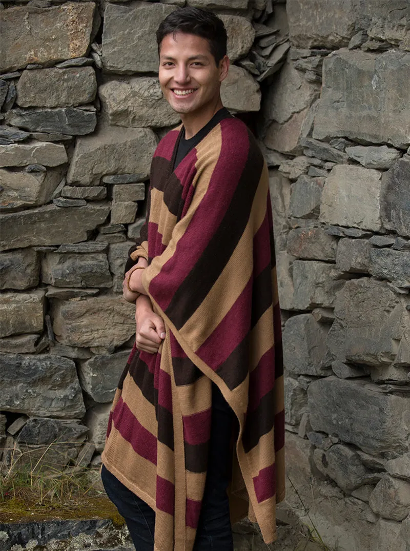 Gamboa Men Alpaca Poncho with Stripes