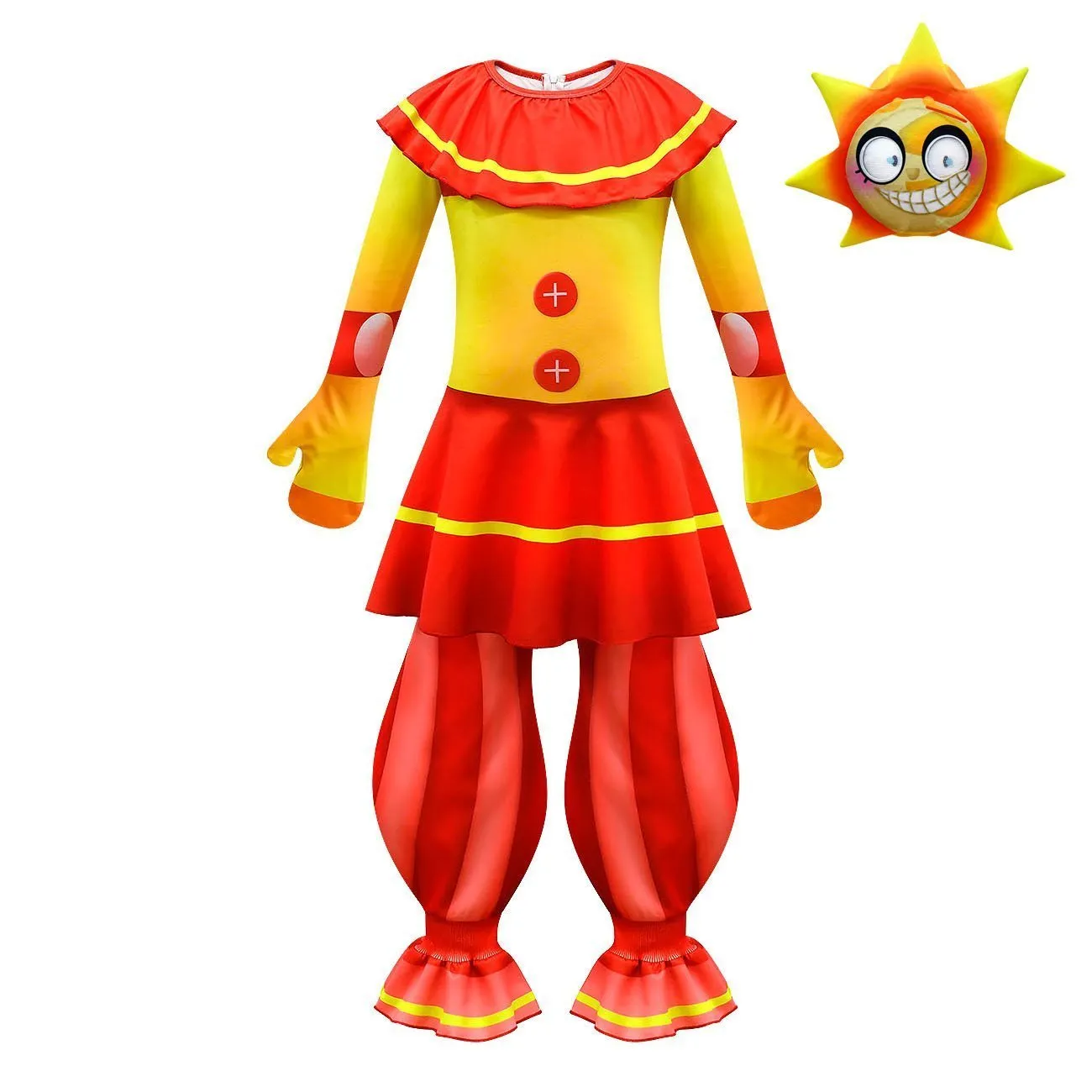 Halloween Clown Cosplay Costumes Jumpsuit Sun Moon Performance Romper For Kids