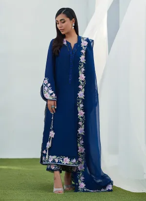 Han Navy Embroidered Shirt and Dupatta