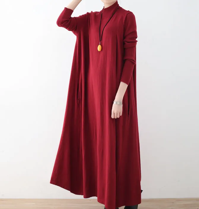 High Collar Knit Strench  Autumn Women Dresses Casual Women DressesSSM97219