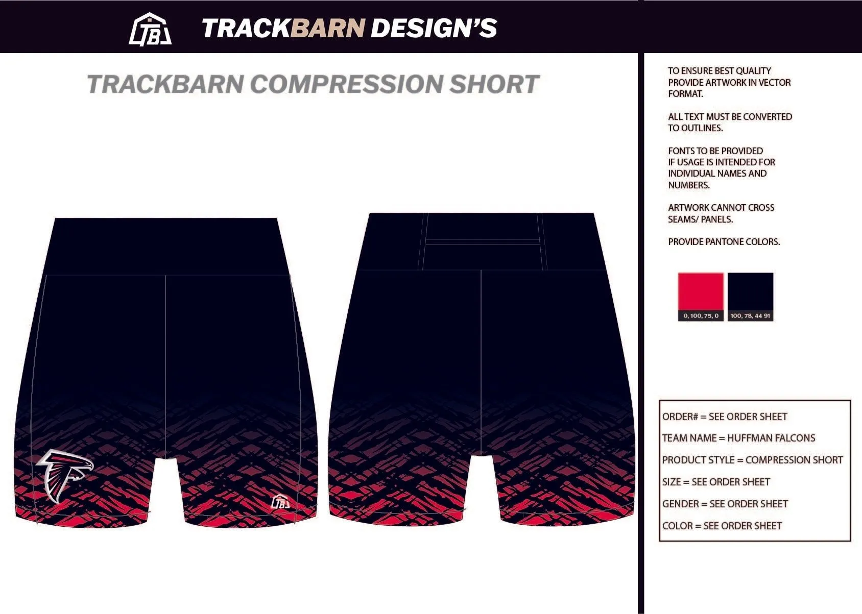 Huffman-Falcons- Womens Short Running Tight