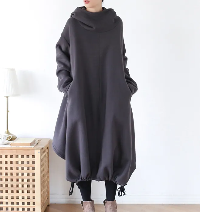 Irregular Hem Loose Plus Size Dress Knit Women Autumn Spring Fashion Long Sleeve DressesAMT962328