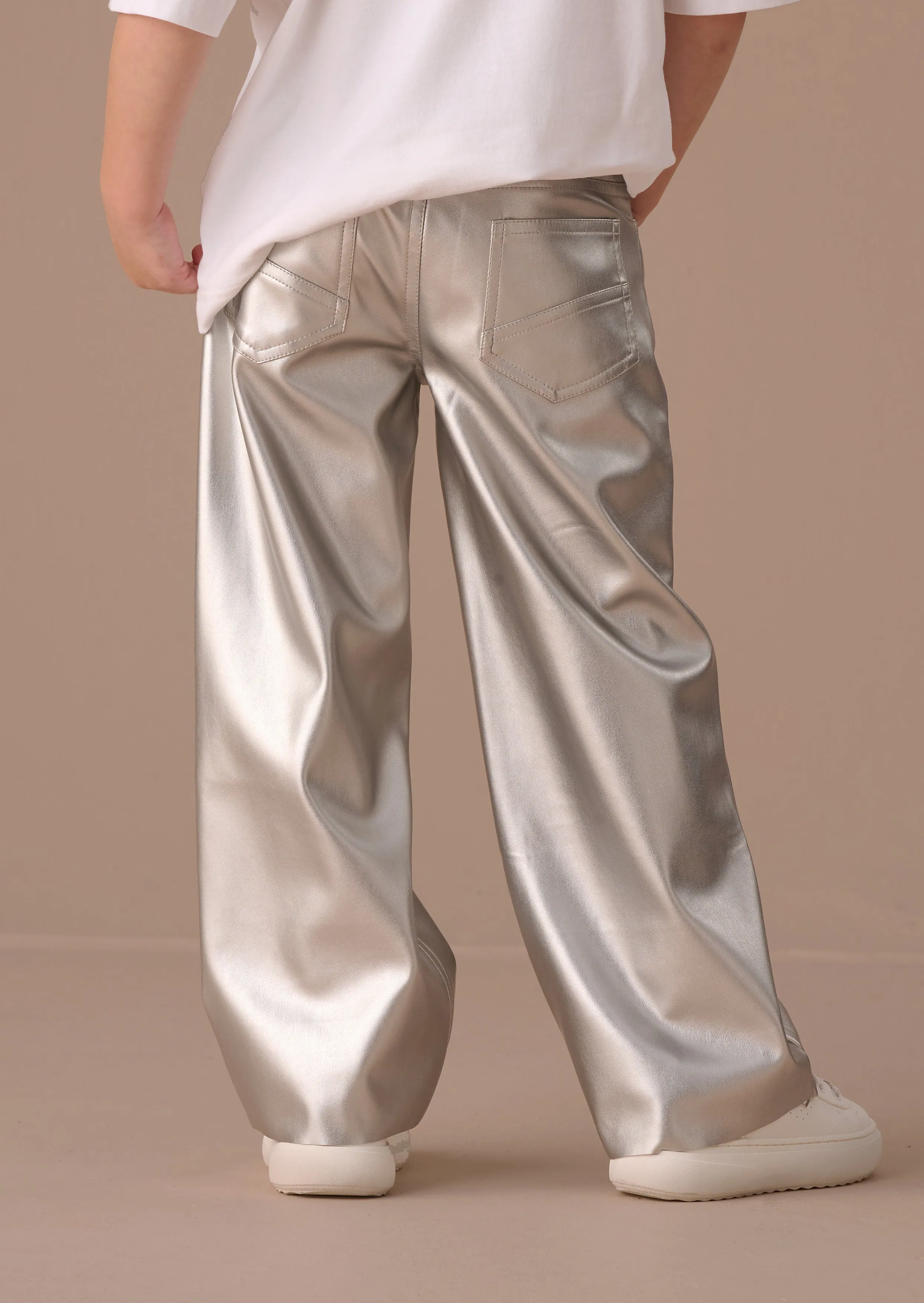 Jaya Silver Wide Leg Metallic Jean